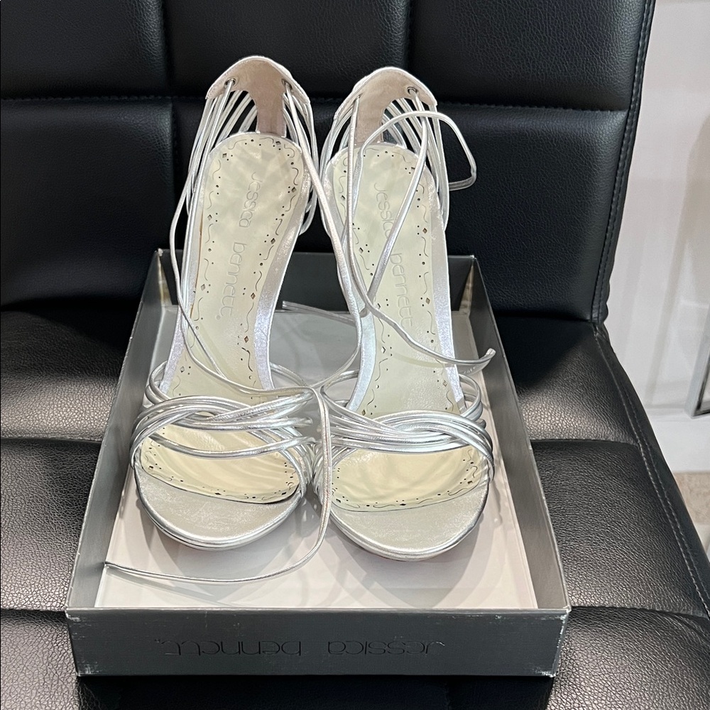 Elegant Silver Lace-Up Heels